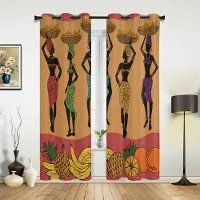 Household supplies MH Etnisk stil Afrikanska kvinnor Svarta kvinnor Gardiner för sovrum Vardagsrum Draperier Kök Barnrum Fönstergardin Heminredning 135W x 60H(cm) x1