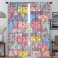 Household supplies MH Söt illustration Fönstergardin för rum 2 paneler Heminredningsgardiner 2 stycken Skärmar Tyg för sovrum Halloweendekoration W50xH70cmx2pcs-CL