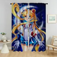 Household supplies MH Sailor Moons Halloweendekoration Myggnät för Kamera Heminredningsgardiner 2 Delar Vardagsrumsgardiner Rullgardiner W50xH70cmx2pcs-CL