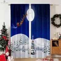 Household supplies MH Julgardiner Tecknad Festlig Atmosfär Tryckta Gardiner Sovrum Vardagsrum Restaurang Högtidsdekoration Gardiner Gåva W50xH130(CM)x2PCS&Grommet Top