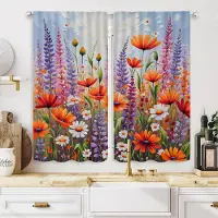Household supplies MH 2-delad HD digital Färgavdelning Höst Vildblomma Lavendel gardin Heminredning stil Dekorera vardagsrum sovrum Slitage r W52H63inchW132H160cm
