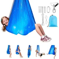 Vevor Sensorisk Gunga, Dubbelskiktad Tyg Sensorisk Hängmatta, Sensorisk Gunga för Inomhus och Utomhus med 360° Vridbar Galge, O-Sling, Håller upp till 136,07 kg, Justerbar Aerial Yoga, Hängande Gungor