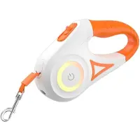 Usorteret Rojeco hundkoppel/automatisk koppel LED 5 m (vit och orange)