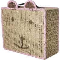 Rice Resväska - 40x34 cm - Natur/Rosa m. Björn - - One Size - Resväskor