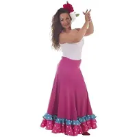 Creaciones Llopis Sevillansk Fuchsiafärgad Dansdräkt
