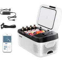 Vevor Bilkylskåp, DC 12/24V AC100-240V Kompressor Elektrisk Kylare, -20°C till 20°C Bilkylskåp med App-kontroll, 20L Bilfrys för Husbilar, Campingplatser, Båtar, Camping, Fiske, 60W Bärbar Frys