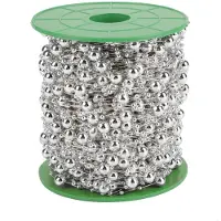 DIYelecs 60m rulle Elektropläterad Pärltråd Pärlgirlang Snöre DIY Bröllopsdekoration 3mm+8mm(silver) silver