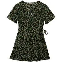 Superdry för kvinnor. W8012086A Mini Swing Omlottklänning svart (S), Casual, Viskos, Kort ärm