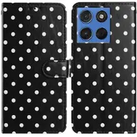 Mtp Products Motorola Moto G77/G67 plånboksfodral med prickmönster - svart
