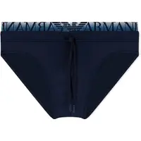Emporio Armani för män. EM000582_AF20432 Slip-badbyxor med marinblått logotypband (M), Strandkläder, Polyamid, Marino
