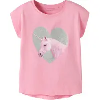 Name it T-shirt - NmfVotia - Rosa Dryck/Glitter Unicorn - - 2 år (92) - T-shirt