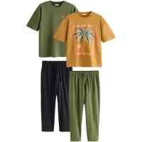 Next Pyjamas lång marinblå / oliv / pastellorange