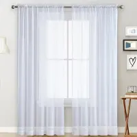 Koogeelife Skira Gardiner Vardagsrum Stång Fick Fönster Gardin Paneler Sovrum Halv genomskinliga Voile Gardiner Grön 55"Wx102"L vit