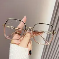 Dote Vintage Fyrkantig Metall Glittrig Ram Läsningsglasögon Dam Överdimensionerade Optiska Anti Blått Ljus Receptbelagda Glasögon 3.5