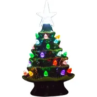 DIYelecs 18.8cm Upplyst Keramisk Julgran Jul Bordsdekorationer Julbelysning