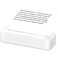 Honor Electronics Bärbar skrivare Trådlös bläckfri skrivare stöder 8,26 x11,69 termopappersskrivare BT vit
