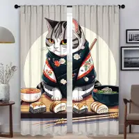 Household supplies MH Eleganta rumsgardiner 2 stycken Sushi Katt Skärmar Vardagsrumsgardin Tyll för Sovrum Heminredningsgardiner Avskärmning Kök W50xH70cmx2pcs-CL