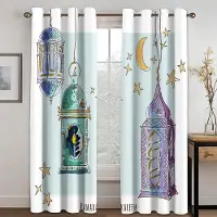 Household supplies MH Ramadan Karim Dekoration Tryck Balkong Fönster Gles Gardin Sovrum Draperi Dekor Vardagsrum Fönster Guld 1x50W60H(CM)&Grommet Top