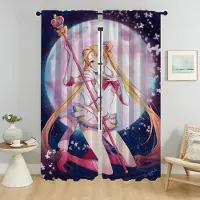 Household supplies MH Sailormoons Gardiner för Sovrum Vardagsrum Gardin Skärmar Halloween Dekoration Heminredning Gardiner 2 Delar Avdelare Barn W50xH70cmx2pcs-CL