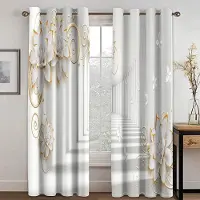 A Family Of Home Textiles Abstrakt Cirkel Linje Blommönster Retro Fönstergardiner för Vardagsrum Sovrum Kök Moderna Gardiner Hemdekoration Draperier W60H150(CM)x2&Hook