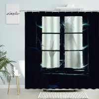 Household supplies MH Skräck Handskugga Fönstervy Duschdraperi Glad Halloween Högtid Badrum Väggdekor Med Krok Vattentät Polyesterskärm 120x180cm-47x70in