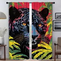 Household supplies MH Gardiner för heminredning för vardagsrum Leopardskärmar Tyll för sovrumsavdelare Mörkläggningsgardin Gardiner 2 stycken Kök W50xH70cmx2pcs-CL
