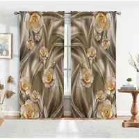 Household supplies MH Gyllene Svan Djur Diomand Blomma Lyx Fönstergardiner Persienner För Vardagsrum Barnsovrum Badrum Kök Dörr Heminredning 2 st W65X60H(cm)X2Pcs&Grommet Top
