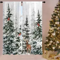 Household supplies MH 3D Digitaltryckt Polyestertyg Snölandskap Julgardiner Gardin Modern Vardagsrum Sovrum 2 Paneler Fönsterbehandling 50W160H(CM)x2Panel&Grommet Top