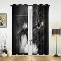 Household supplies MH Tåg- och järnvägsresor Hallgardiner för vardagsrum Kök Pojke Flickas Sovrum Lång gardin för fönster Cortinas Heminredning 107W x 115H(cm) x2