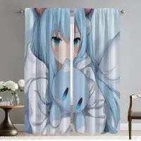 Household supplies MH Fönstergardin för Rum 2 Paneler Nekoha Shizuku Nyanser Myggskyddsgardiner Halloweendekoration Heminredningsgardiner Vardagsrum W50xH70cmx2pcs-CL
