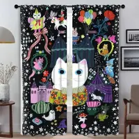 Household supplies MH Moderna vardagsrumsgardiner för kamera katt konst heminredningsgardiner 2 stycken halloweendekoration avskärmning mörkläggningsgardin W50xH70cmx2pcs-CL