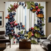 Household supplies MH 2 stycken HD blåbärsröda fruktgren blad dekoration gardin Vit knytband digitaltryckt gardin Heminredningsstil Decora W52H63inchW132H160cm black