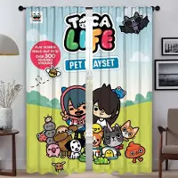 Household supplies MH Tocas Life World Partition Fönstergardin för Rum 2 Paneler Heminredningsgardiner Halloween Dekoration Rullgardiner Tyg för Sovrum W50xH70cmx2pcs-CL