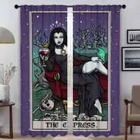 Household supplies MH Terror Tarot Mörkläggningsgardiner för Vardagsrum Avskärmningar Halloween Dekoration Fönstergardin för Rum 2 Paneler Kök W50xH70cmx2pcs-CL