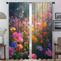 Household supplies MH Vildblomma Fönstergardin för Rum 2 Paneler Myggskyddsgardiner Avskärmning Heminredningsgardiner Halloweendekoration Rullgardiner W50xH70cmx2pcs-CL