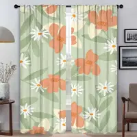 Household supplies MH Söta Blommor Heminredning Gardiner för Vardagsrum Mörkläggningsgardin Avskärmning Halloweendekoration Tyll för Sovrum Persienner W50xH70cmx2pcs-CL