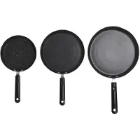 Konnwei 3-delat stekpannsset Svart Aluminiumlegering Bärbar Non-stick Stekpanna för Ägg Mille Feuille L