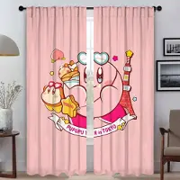 Household supplies MH Fönstergardin för Rum 2 Paneler Kawaii Tecknad K-KirbyS Kök Gardiner Rullgardiner Tyll för Sovrum Heminredningsgardiner Vardagsrum W50xH70cmx2pcs-CL