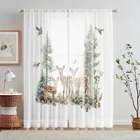 Household supplies MH 2 st HD digitalt skogselg tryckt fönsterskärm Heminredningsstil Dekorera Vardagsrum Sovrum Stånggardineffekt Sty W52H63inchW132H160cm