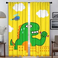 Household supplies MH Myggnät för vardagsrum Söta dinosauriefönstergardiner Rullgardiner Kök gardiner 2 delar Tyll för sovrumsavdelning W50xH70cmx2pcs-CL
