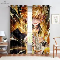 Household supplies MH Anime Tryck Fönstergardiner, 100% Polyester, Stångficka, Pojkrum, Vardagsrum, Kök, Studierum, Dekoration, Blod, 2 st W50xH130(CM)x2PCS&Grommet Top