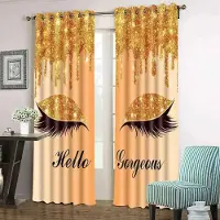 Household supplies MH Rosa Blå Gul Ögonfrans Ögon Tunn Skuggande Gardin för Vardagsrum 2 Delar Barn Sovrum Barn Fönster Badrum Inredning Krokar W55 X H120cm X 2&Grommet Top