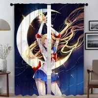 Household supplies MH Mörkläggningsgardiner för vardagsrumsgardin SailorS Moon Heminredningsgardiner 2 stycken Persienner Halloweendekoration Skiljevägg W60xH90cmx2pcs-CL
