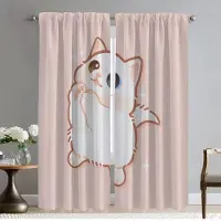 Household supplies MH Söta katt myggnät för vardagsrumsgardin Halloween-dekoration köksgardiner 2 stycken tyll för sovrum persienner W50xH70cmx2pcs-CL