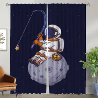 Household supplies MH Kartong Astronaut Gardiner för Vardagsrumsgardin Heminredningsgardiner 2 Stycken Tyll för Sovrum Rullgardiner Avskärmning Kök W50xH70cmx2pcs-CL