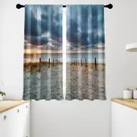 Household supplies MH 2 st, Strandlandskap Solnedgång Hav Fönster Dekorativa Gardiner, För Vardagsrum Sovrum Matsal Kök Bondgård Heminredning W50H130(CM)x2pcs&Rod Pocket