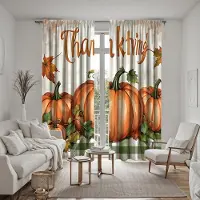 Household supplies MH 2 st HD Thanksgiving Orange pumpa dekorativ gardin Orange digitaltryckt gardin Heminredning stil dekoration vardagsrum W52H63inchW132H160cm