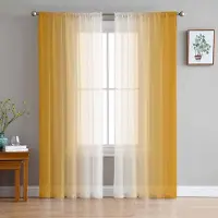 Yiran Furniture Röda och Vita Gradient Genomskinliga Gardiner för Vardagsrumsdekoration Fönstergardiner för Kök Tyll Voile Organza Gardiner W135 x H115cm x1&Grommet Top