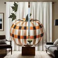 Household supplies MH 2 st HD Halloween rutig pumpa dekorativ gardin Vit knytning digitaltryckt gardin Heminredningsstil Dekorera livin W52H63inchW132H160cm