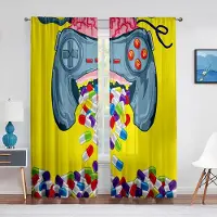 Yiran Furniture Pojkar Spelgardin Tonåringar Spelkonsol Videospel Kontroll Fönstergardiner för Vardagsrum Barn Sovrumsinredning 2 paneler cortinas (W50H130cm)-2pcs&Grommet Top gray